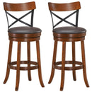 Set of 2 Bar Stools 360-Degree Swivel Dining Bar Chairs with Rubber Wood Legs by LJGDeals