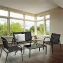 4 Pieces Patio Furniture Set with Glass Top Coffee Table by LJGDeals