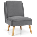 Velvet Accent Armless Side Chair with Rubber Wood Legs for Bedroom by LJGDeals