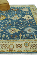 Hand knotted Blue and Beige 8x10 Traditional Oushak wool area rug by The Rug Decor