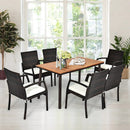 55 Inch Patio Acacia Dining Table with Umbrella Hole by LJGDeals
