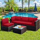 5 Pieces Cushioned Patio Rattan Furniture Set with Glass Table by LJGDeals