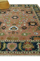Peach, Blue and Green Traditional Oushak hand knotted 8x10 wool area rug by The Rug Decor