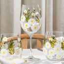 Painted Daisy Wine Glasses by Jersey Art Glass