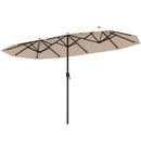 13 FT Large Patio Umbrella Outdoor Double-Sided Table Market Umbrella with Crank Handle-Beige by LJGDeals