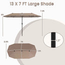 13 FT Large Patio Umbrella Outdoor Double-Sided Table Market Umbrella with Crank Handle-Beige by LJGDeals