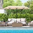 13FT Double-sided Patio Twin Table Umbrella with Crank Handle-Tan by LJGDeals