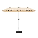 13 Feet Double-Sided Patio Twin Table Umbrella with Crank Handle-Beige