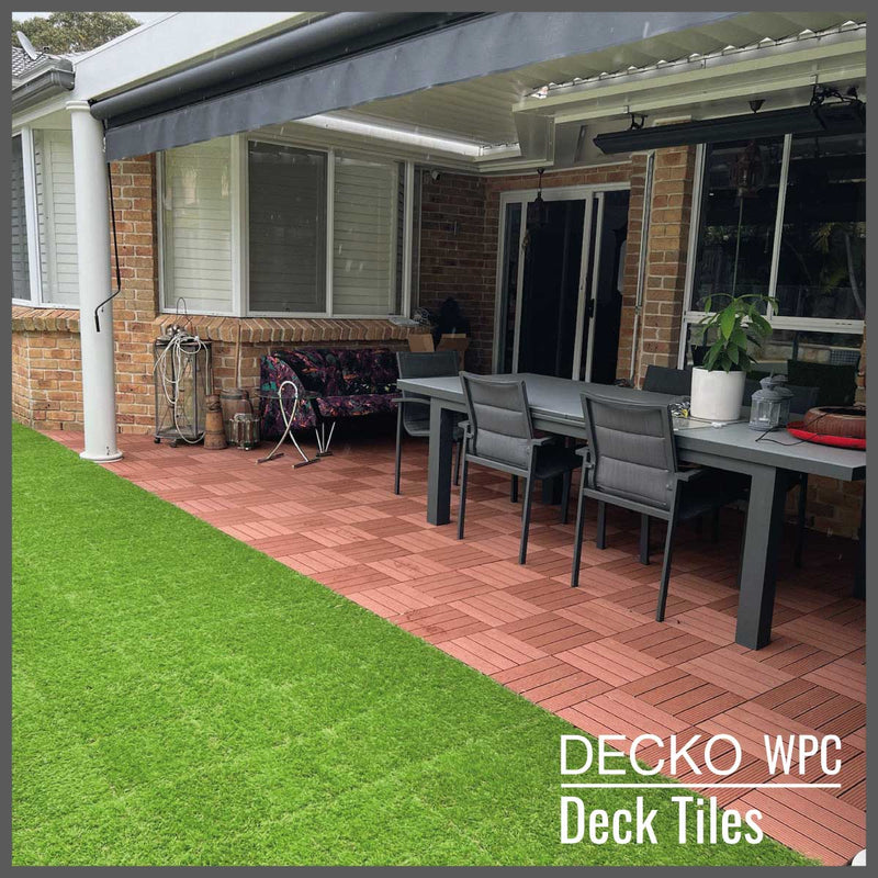 Deck Tile <b>Corner Ramp Edge</b> - for Premium WPC Interlocking Tiles | DECKO (3.1"/3.1"/0.8") - (One Piece)