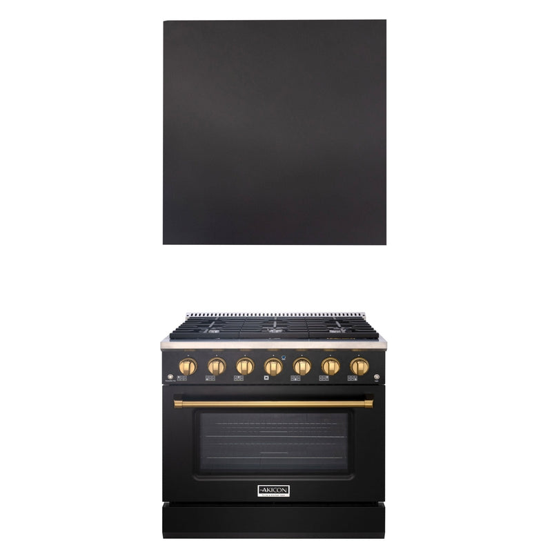 Akicon 36" Stainless Steel Range Hood with 600 CFM Insert & 6-Burner Gas Range Combo – Powerful Ventilation, Convection Oven, Multiple Finishes