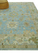 Light Blue, Beige and Ivory Hand knotted 8x10 Traditional Oriental Oushak wool rug by The Rug Decor