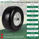 13 x 6.50-6 Flat Free Tires and Wheels 2 Pack Solid Rubber Tires-White by LJGDeals