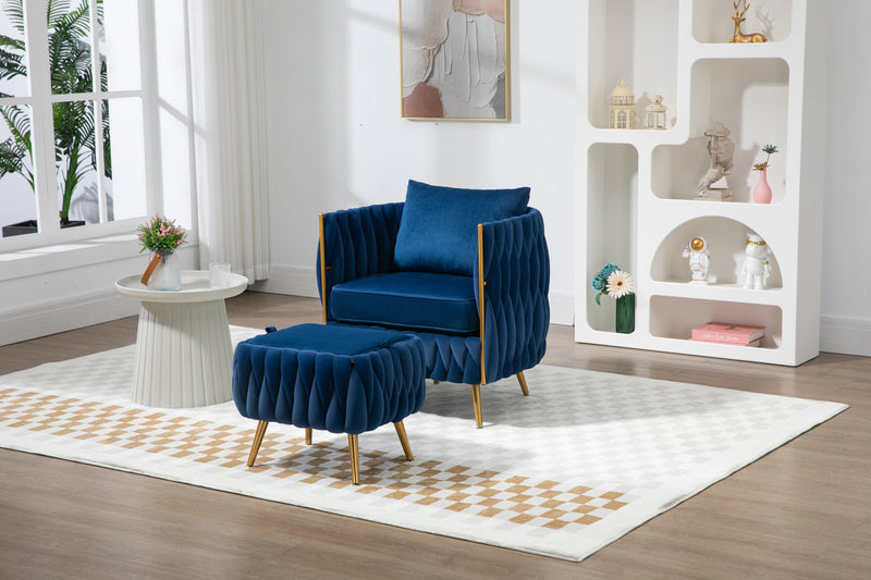 Accent Chair with Storage Ottoman Chair Tufted Barrel Chair Set Arm Chair for Living Room Bedroom