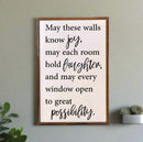 Driftless Studios - 12 x 18 May These Walls Know Joy, May Each Room Hold Laughter Decor Sign