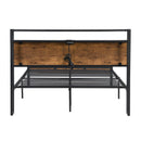 Platform Bed Frame With Wooden Headboard And Footboard, USB Liner