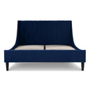 Aspen Vertical Tufted Headboard Platform Bed Set, Queen, Navy Blue Velvet