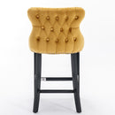 Contemporary Upholstered Wing-Back Barstools With Button Tufted Decoration And Wooden Legs, And Nailhead Trim, Leisure Style Bar Chairs, Bar Stools (Set of 2) by Unique Piece Furniture