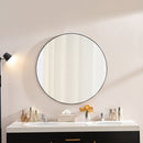 Wall Circular Framed Vanity Mirror For Bathroom, Living Room Decor - Black by HouseOfZazla