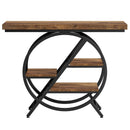 4 Tier Entryway Console Table With Geometric Circle Frame & Storage Shelves - Rustic Brown