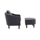 Accent Chair with Ottoman, Mid Century Modern Barrel Chair Upholstered Club Tub Round Arms Chair for Living Room