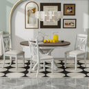 Dining Set With Extendable Round Table And 4 Upholstered Chairs