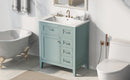 30" Bathroom Vanity with Sink Combo, Green Bathroom Cabinet with Drawers, Solid Frame and MDF Board