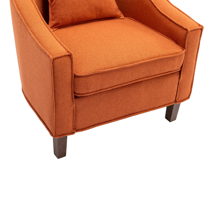 Accent Chair with Ottoman, Mid Century Modern Barrel Chair Upholstered Club Tub Round Arms Chair for Living Room