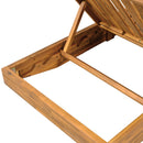Acacia Wood Chaise Lounge with Cushion - Teak Finish