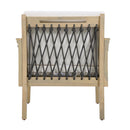 Outdoor Acacia Wood Club Chair with Handwoven Rope, Light Teak Finish by HouseOfZazla