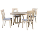 5-Piece Wood Dining Table Set Round Extendable Dining Table with 4 Dining Chairs, Dining Room Table Set for 4 person for Dining Room (Natural Wood Wash)