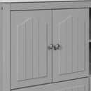 36" Bathroom Vanity with Ceramic Basin, Bathroom Storage Cabinet with Two Doors and Drawers, Solid Frame, Metal Handles, Grey