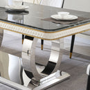 Luxury Modern Dining Table With 6 Chairs Marble Top Titanium Plated Base - Black by Unique Piece Furniture
