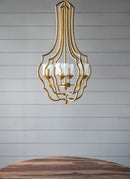 4 - Light Metal Chandelier, Hanging Light Fixture with Adjustable Chain for Kitchen Dining Room Foyer Entryway, Bulb Not Included