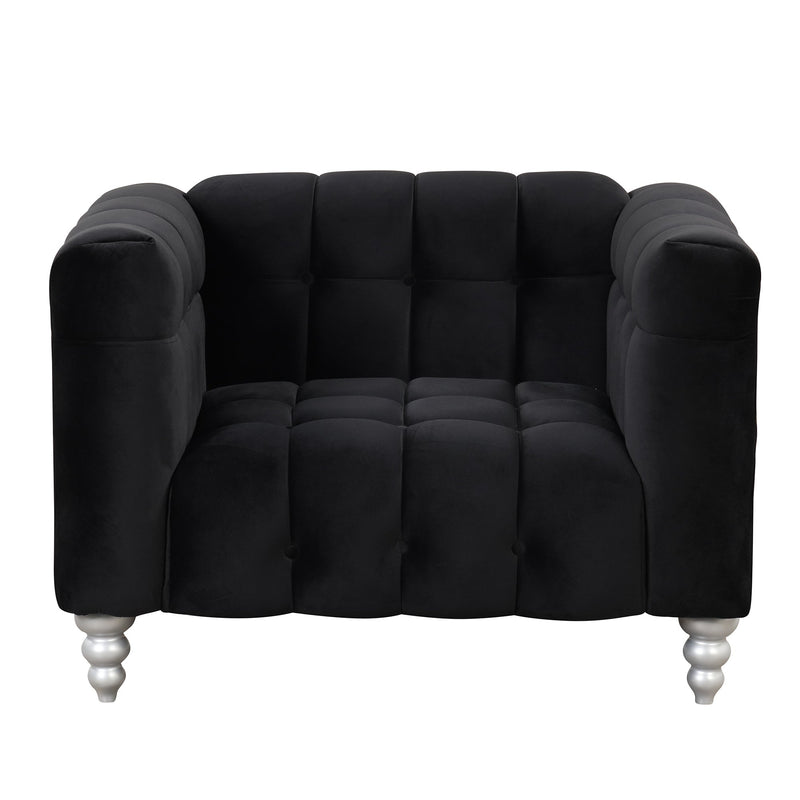 42" Modern Sofa Dutch Fluff Upholstered sofa with solid wood legs, buttoned tufted backrest