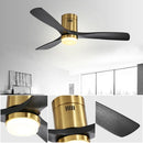 Flush Mount Ceiling Fan With 3 Solid Wood Blades Remote Control Reversible DC Motor For Living Room - Gold by Unique Piece Furniture