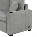 Modern 2 Seater Loveseat Sofa With Pull-Out Bed, Fabric, Built-In USB Ports & Cup Holders by Unique Piece Furniture