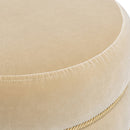 Edward 17.5" Round Upholstered Ottoman with Bullion Fringe