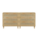 3 Drawers Rattan Storage Cabinet Rattan Drawer, For Bedroom, Living Room, Dining Room, Hallways (Set of 2) - Oak by HouseOfZazla
