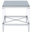 Lindley Square Tempered Mirror Acrylic Side End Table Chrome