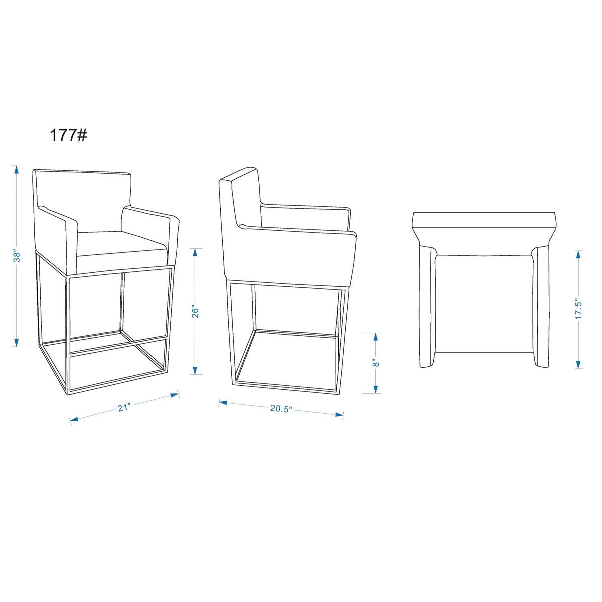 Ambassador - Counter Stool With Square Frame, photo 3 of 14