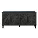 Carved Flower Door Large Storage Cabinet with Metal Handle