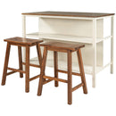 Rustic 3 Piece Stationary Kitchen Island Set With 2 Seatings, With 2 Open Shelves by HouseOfZazla