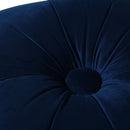 Ellen - Upholstered Clover Ottoman With Gold Bullion Fringe - Navy Blue by HouseOfZazla