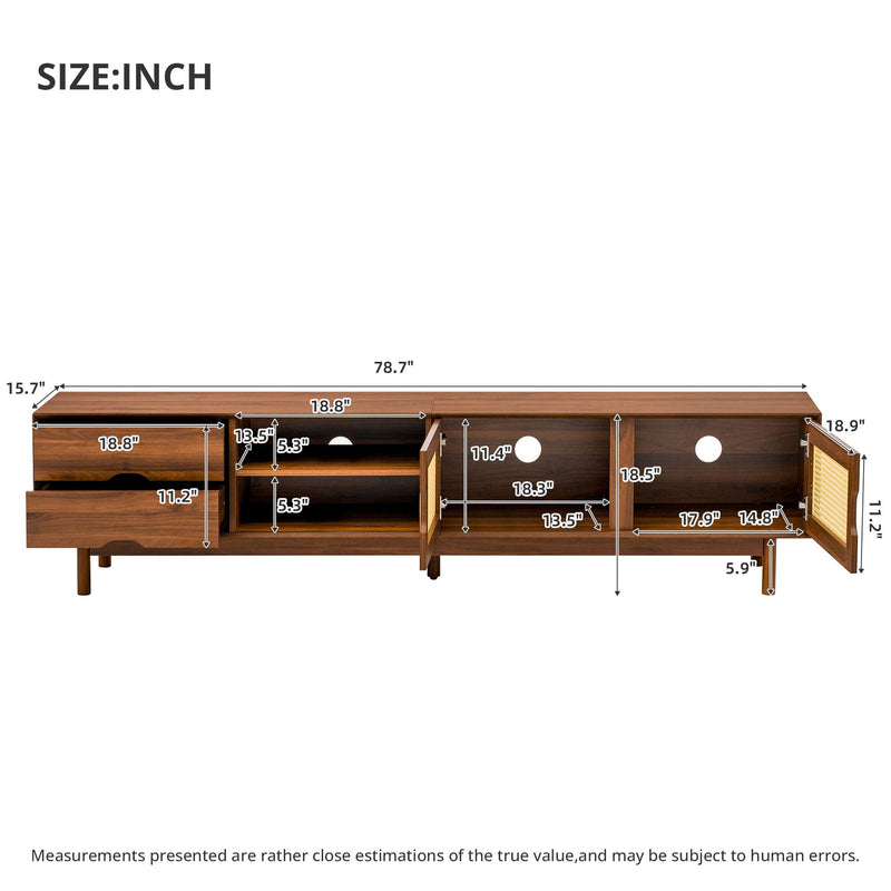 TV Stand For TVs Up To 85", Media Console With 2 Drawers - Walnut, photo 2 of 7