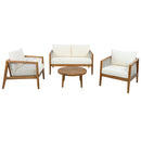 Outdoor 4-Piece Sofa Set, Acacia Wood Frame with Rope Detail, Water-Repellent by HouseOfZazla