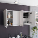 Wall Cabinet Four Doors, With Two Internal Shelves And Internal Plate And Glass Organizer - White by Unique Piece Furniture