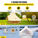 13FT Outdoor Glamping Yurt Teepee Canvas Camping Bell Family Waterproof Tent W/ Stove Jack (SAK92361)