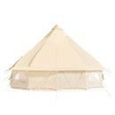 13FT Outdoor Glamping Yurt Teepee Canvas Camping Bell Family Waterproof Tent W/ Stove Jack (SAK92361)