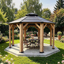 [13X13FT] Alora Premium All-Weather Octagonal Double Hardtop Cedar Wood Gazebo (SAK42795) by SAKSBY WHOLESALE
