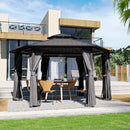 [13X15FT] Alora Hardtop Hexagonal Gazebo With Curtains And Netting [No Furniture] (SAK60713) by SAKSBY WHOLESALE